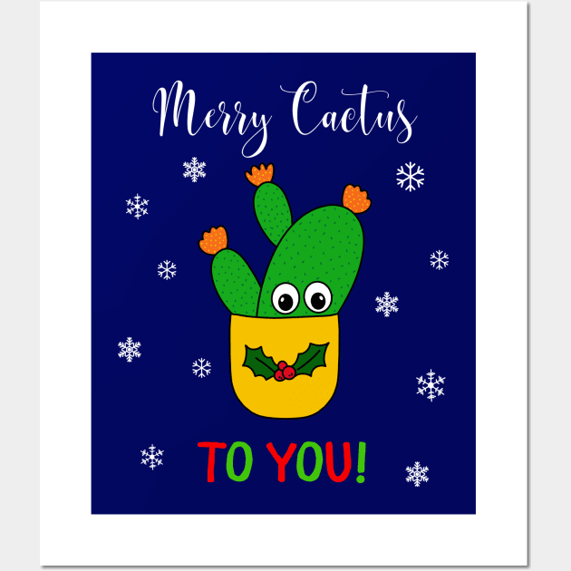 Merry Cactus To You - Opuntia Microdasys Cactus In Christmas Holly Pot Wall Art by DreamCactus